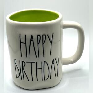 Rae Dunn Happy Birthday mug lime green and white, NWOT